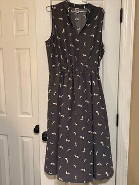 Anne Klein Sleeveless Gray with Florals Maxi Dress, Size XL